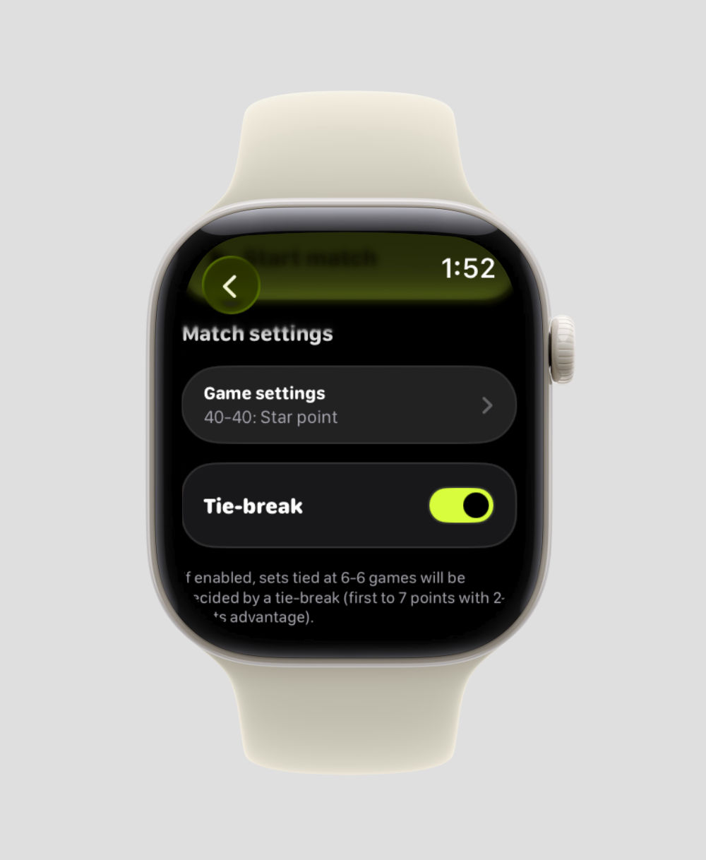 ScoreDog Apple Watch settings interface